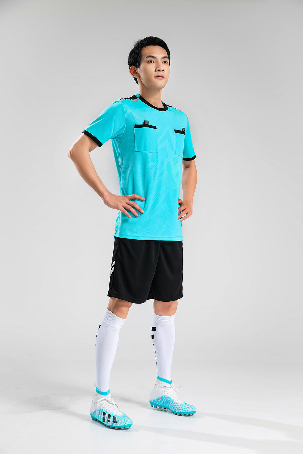 Quick-drying football referee uniform suit men's printed team uniform adult Referee Jersey student competition equipment football uniform summer