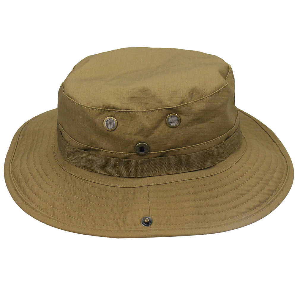 Camouflage Fisherman Hat Summer Hat with Windproof Rope Large Brim Sun Protection Hat Outdoor Hiking Fishing Sun Hat