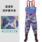Anti-puncture Steel Bottom Double Knee-pads Water Pants Half-length Rain Pants Waterproof Clothes Catching Fish-catching Hooded Fishing Leather Fork Water Vent