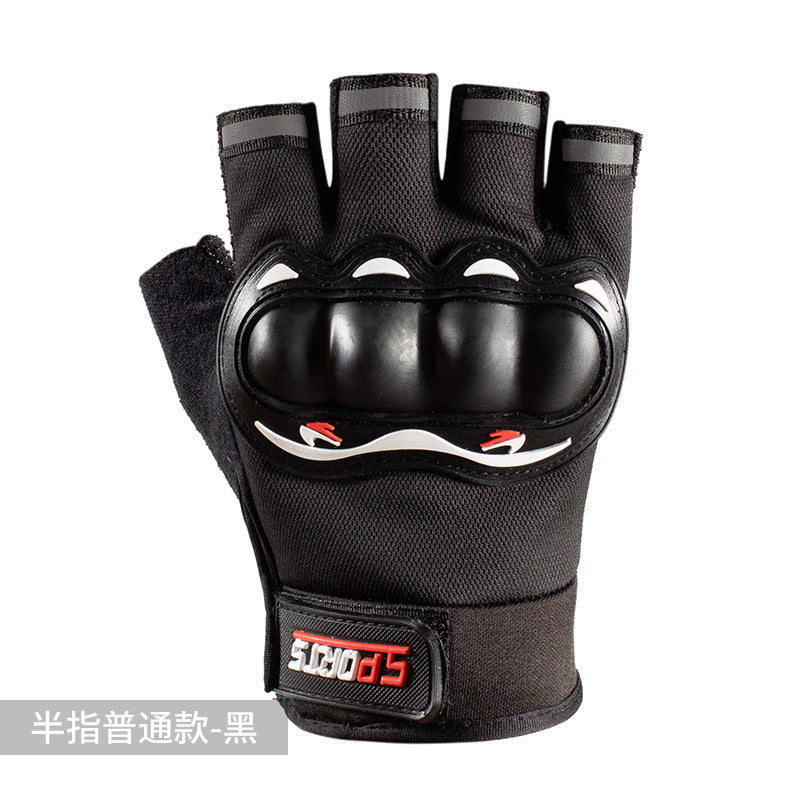 Motorcycle Riding Gloves for Men and Women, All-Season Motorcycle Off-Road Hard-Shell Anti-Fall and Anti-Slip Half-Finger Tactical Gloves