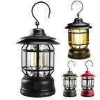 Cross-border new camping lamp outdoor multi-functional camping tent lamp retro lantern cob rechargeable portable lamp for home use