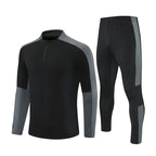 Half-Zip Pullover Football Training Suit Set Light Plate Long-Sleeved Autumn and Winter Appearance Suit Knitted Sportswear Customization