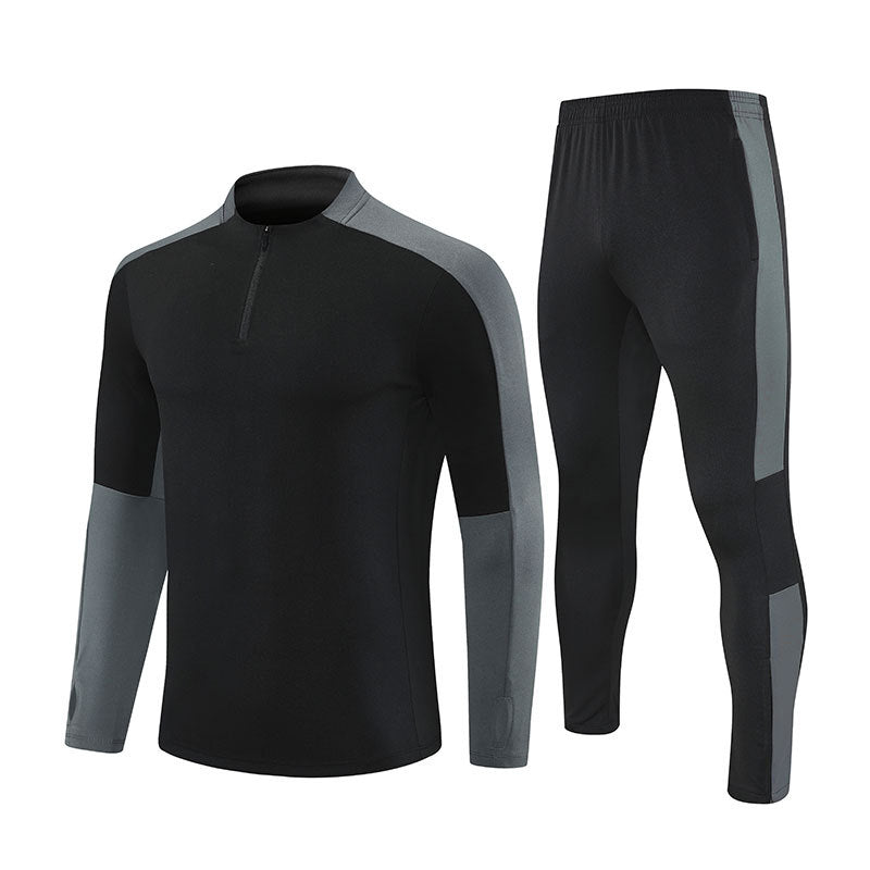 Half-Zip Pullover Football Training Suit Set Light Plate Long-Sleeved Autumn and Winter Appearance Suit Knitted Sportswear Customization