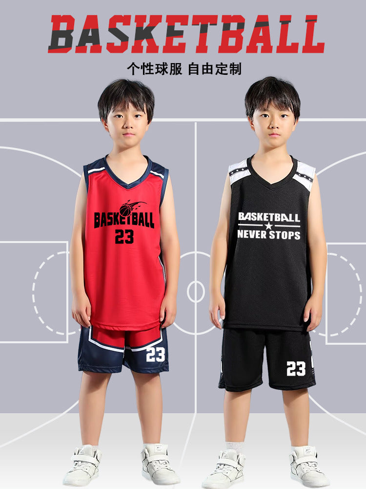 Children's Basketball Uniform Set Men's Basketball Team Uniform Jersey Basketball Training Camp School Sports Meeting Children's Basketball Team Uniform Number Printing