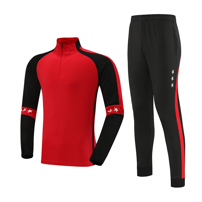 2024 autumn and winter football uniform half zipper long sleeve coat children's adult training clothing suit sports appearance clothing fleece-lined