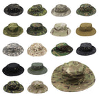 Camouflage Fisherman Hat Summer Hat with Windproof Rope Large Brim Sun Protection Hat Outdoor Hiking Fishing Sun Hat