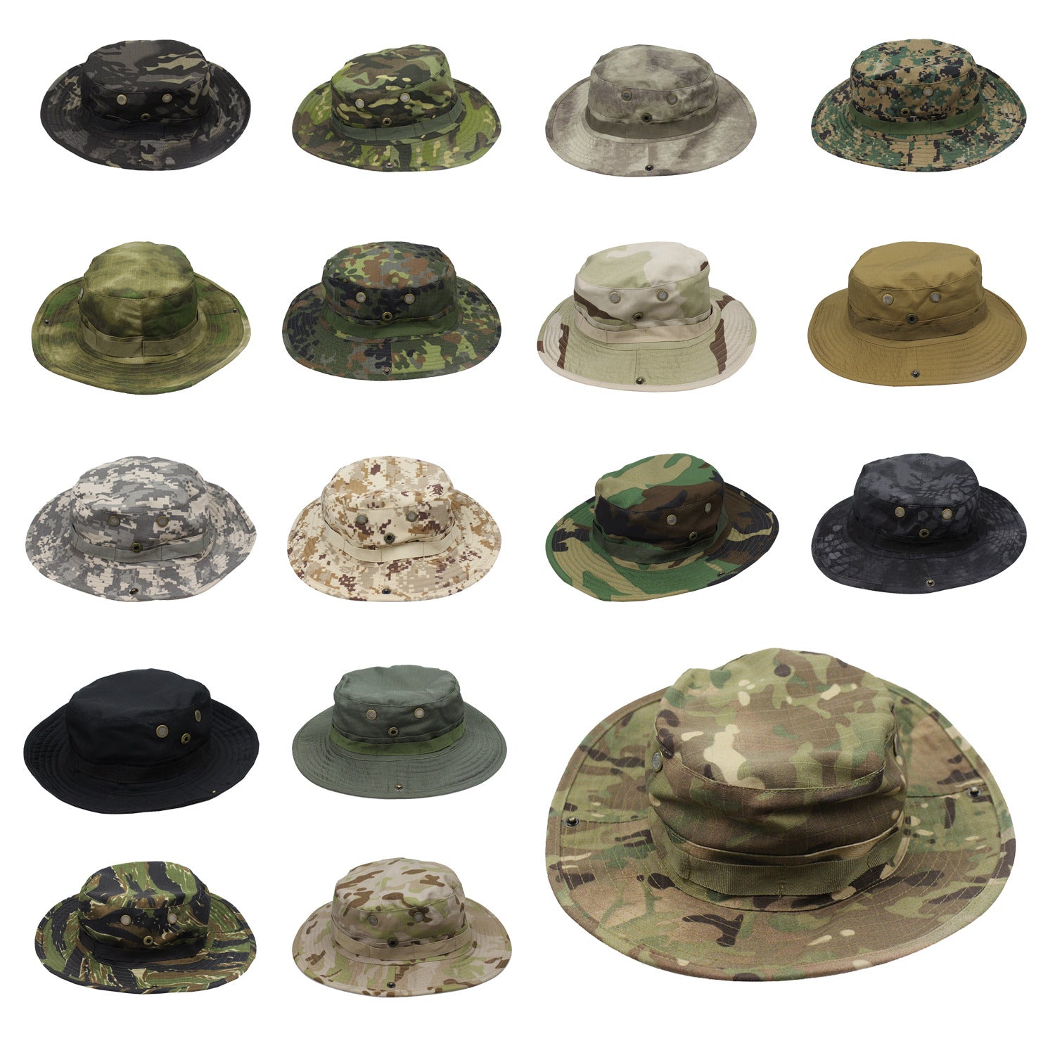 Camouflage Fisherman Hat Summer Hat with Windproof Rope Large Brim Sun Protection Hat Outdoor Hiking Fishing Sun Hat