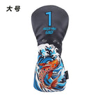 Golf Cart Cover Koi Wooden Pole Cover No. 1 Wooden Fairway Wooden Pole Head Protective Cover PU Waterproof Plush Pole Cover