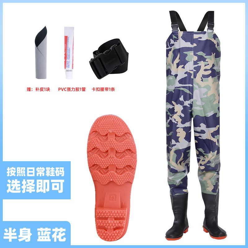 Wholesale water pants rain pants water shoes conjoined catch fish waterproof pants men and women fishing bust leather fork wading pants fishing suit