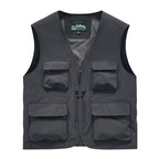 Outdoor Photographer Waterproof Vest Sleeveless Quick-drying Multi-pocket Quick-drying Fishing Vest Men's Thin Climbing Vest