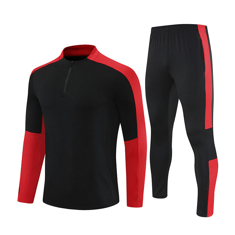 Half-Zip Pullover Football Training Suit Set Light Plate Long-Sleeved Autumn and Winter Appearance Suit Knitted Sportswear Customization