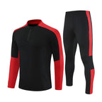 Half-Zip Pullover Football Training Suit Set Light Plate Long-Sleeved Autumn and Winter Appearance Suit Knitted Sportswear Customization