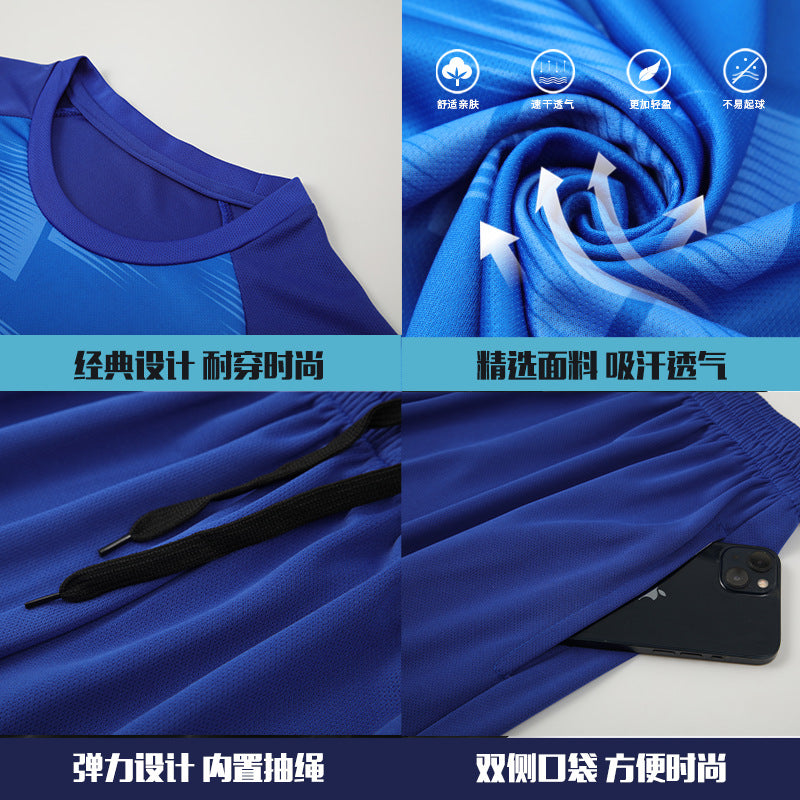Football Uniform Suit Customized Light Version Adult and Children's Game Training Uniform Summer Breathable Sweat-Absorbent Jersey Drop Shipping