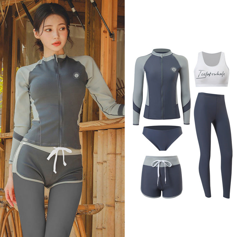 Sun Protection Quick-Drying Diving Suit Split Long-Sleeved Long Pants Swimwear Jellyfish Suit Couple Warm Men's Swimwear Women's Surfing Suit