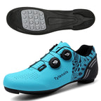 Road Mountain Men's and Women's Locked Bicycle Lockless Shoes Hard Sole Spinning Bicycle Riding Shoes Gym Black