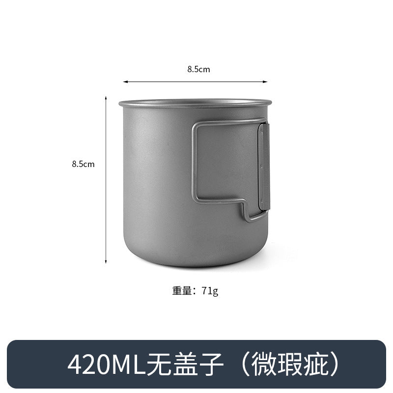 TA1 Pure Titanium Mug Outdoor Picnic Water Cup Coffee Cup Camping Tea Portable Single Layer Folding Handle Drinking Water
