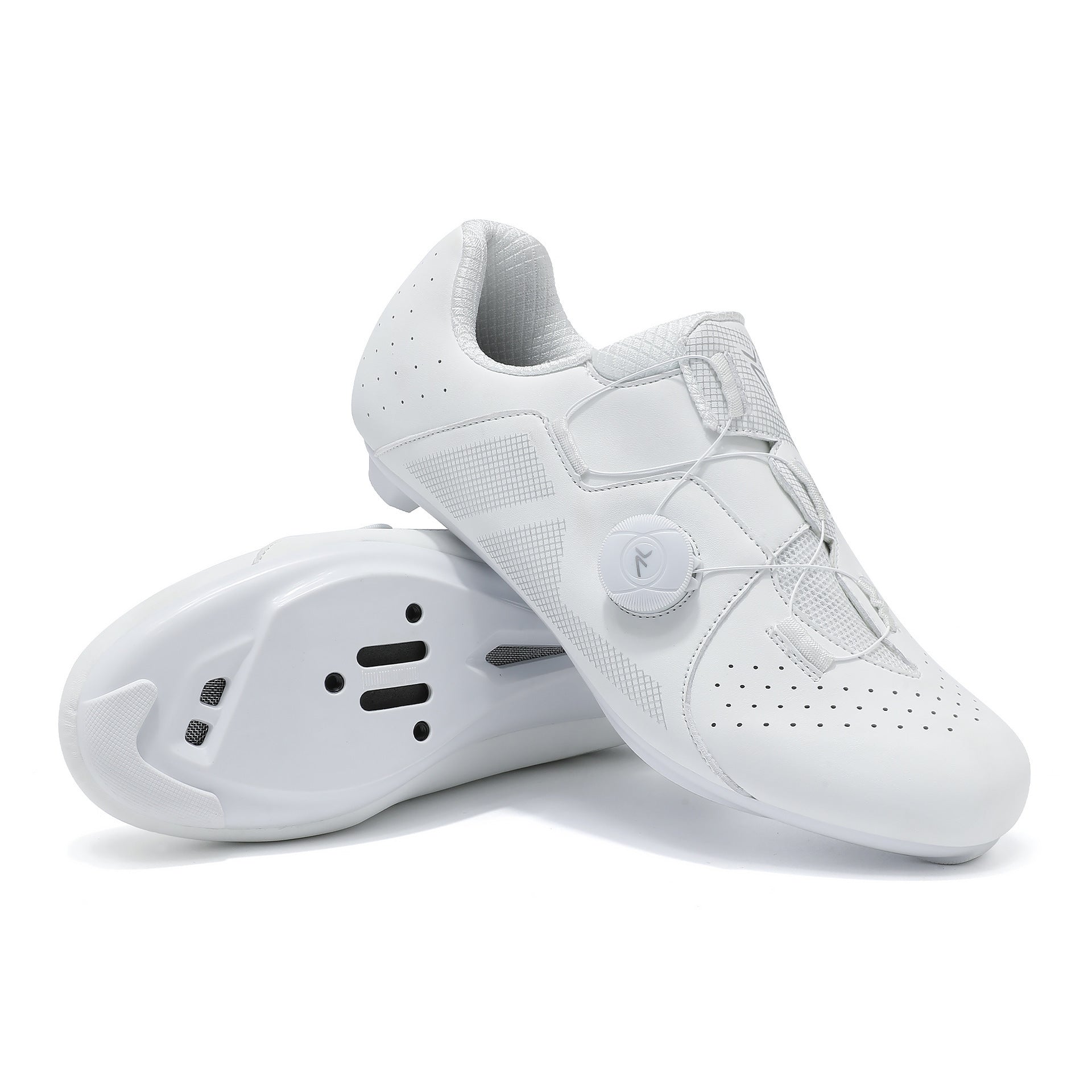 2025 Summer Pure White Road Bike Lock Shoes Set Breathable Men's and Women's Outdoor Cycling Shoes Lockless Cycling Shoes Large Size