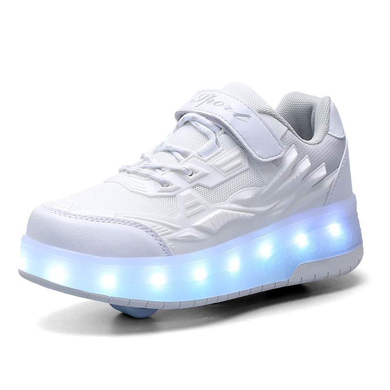 Children's heloo shoes summer two-wheel pulley shoes rechargeable invisible wheels adult skates source factory direct sales