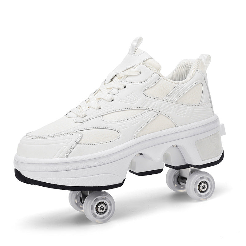 Cross-border heywalk shoes children invisible four-wheel retractable pulley shoes flash fashion skates 4-wheel sports men
