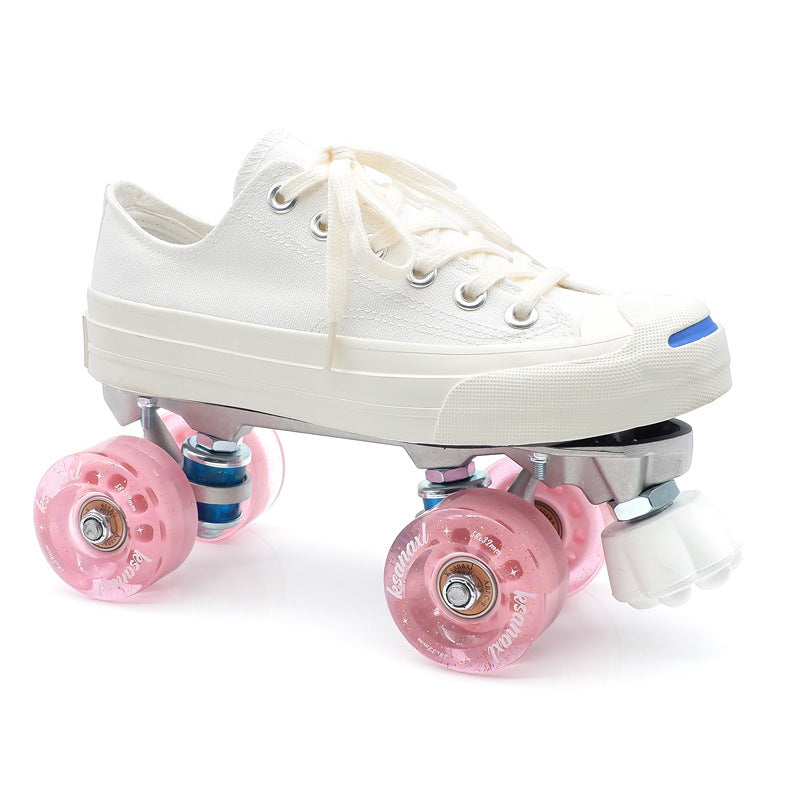 Double-row skates cat claw rubber brake head roller skates adjustable brakes skates wear-resistant ice point