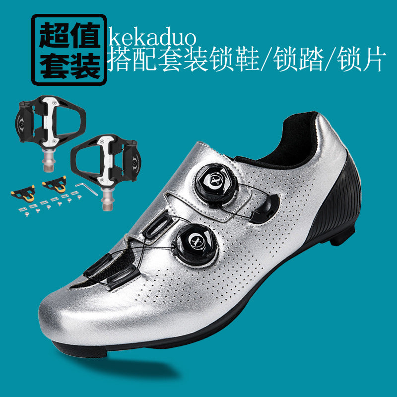 Cross-border New Road Car Lock Shoes Hard Bottom Bike Shoes suit Breathable Lockless Cycling Shoes Men's Mountain Bicycle Shoes