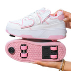 Teenagers Roller Skating Shoes for Girls and Students with Brake Button Pulley Sports Shoes That Can Walk and Glide