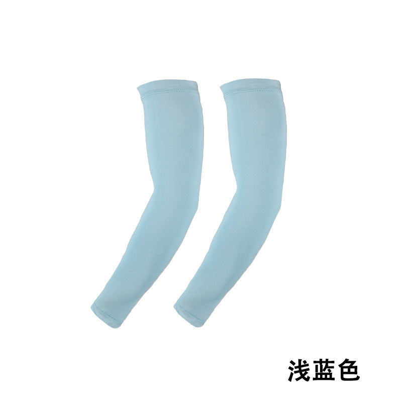 Spring and Summer Outdoor Sun Protection Sleeves, Breathable and Quick-Drying Cycling Arm Sleeves, Night Running Sports Protective Gear, Reflective Solid Color Ice Silk Sleeves