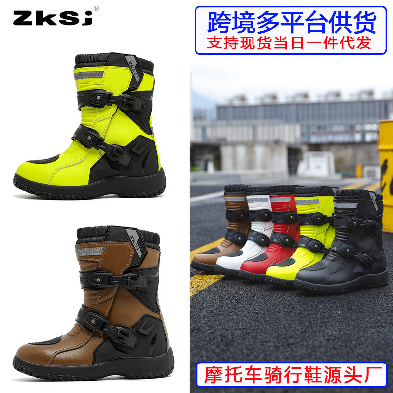 Cross-Border Motorcycle Riding Shoes, Rally Boots, Anti-Fall, Breathable, Anti-Fall Rider Equipment, Road Racing Shoes, Parkour Shoes, All Seasons