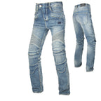 Volero Motorcycle Anti-Fall Riding Pants for Men, Casual Retro Washed Distressed Gray-Blue Motorcycle Jeans