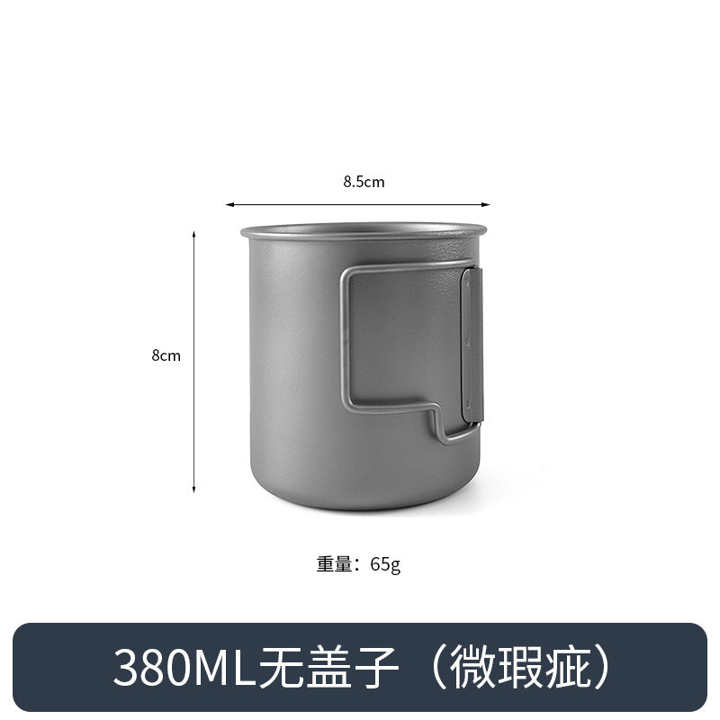 TA1 Pure Titanium Mug Outdoor Picnic Water Cup Coffee Cup Camping Tea Portable Single Layer Folding Handle Drinking Water