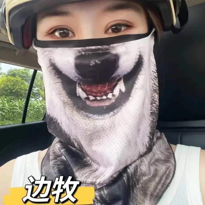 Summer Sun Protection Mask, Full-Face Thin Veil, Face Mask, Neck Protection, Neck Hanging Ear Mask, Outdoor Sunshade, Floral Breathable Cycling Veil