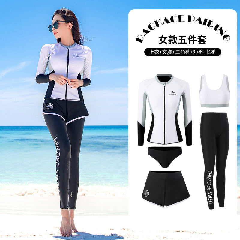 Diving suit women's new couple anti-DDoS swimsuit split long-sleeved trousers quick-drying surfing snorkeling suit jellyfish suit men