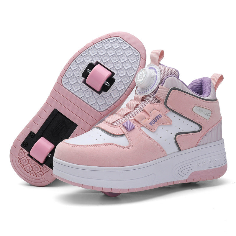 Children's heloo shoes for students roller skates girls' two-wheel deformation boys skating roller skates cross-border exclusive shoes