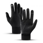 24 new foreign trade batch can ding LOGO windproof waterproof plus thin velvet 2 color riding sports long finger gloves