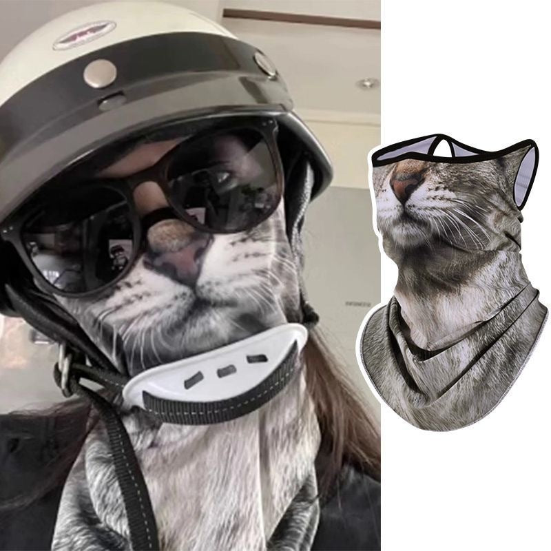 Summer Sun Protection Mask, Full-Face Thin Veil, Face Mask, Neck Protection, Neck Hanging Ear Mask, Outdoor Sunshade, Floral Breathable Cycling Veil