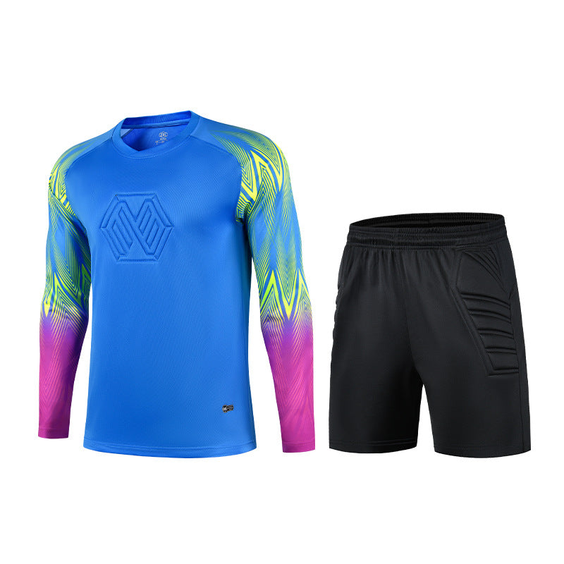 Goalkeeper Uniforms for Kidsren and Adults Thickeneded Protective Goalkeeper Training Uniforms Long-Sleeved Shorts Football Gantry Uniforms Customized