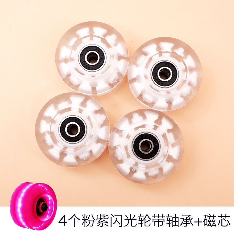 Double-row roller skates luminous wheel four-wheel skates skateboard universal transparent flash wheel skating rink roller skate wheel