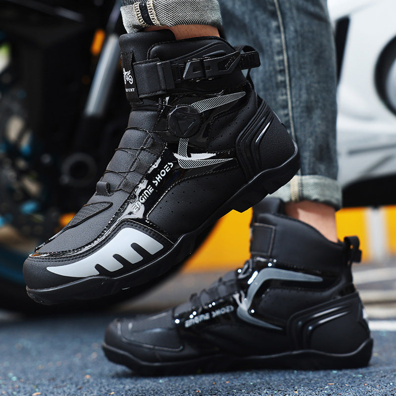 Cross-Border Large Size Motorcycle Shoes Men's Knight Shoes Racing Short Boots Non-Slip Outdoor Sports Motorcycle Riding Equipment Motorcycle Riding