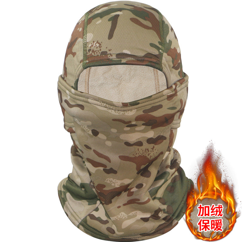 Camouflage Fleece-Lined Hood for Cycling, Dustproof, Men's Warm Fishing Mask, Face Covering, Face Protection, Windproof Hood, Winter