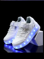Children's heloo shoes summer two-wheel pulley shoes rechargeable invisible wheels adult skates source factory direct sales