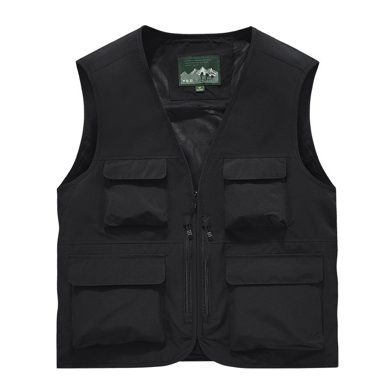 Outdoor Photographer Waterproof Vest Sleeveless Quick-drying Multi-pocket Quick-drying Fishing Vest Men's Thin Climbing Vest