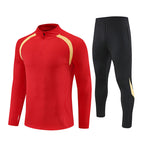 Half-Zip Pullover Football Training Suit Set Light Plate Long-Sleeved Autumn and Winter Appearance Suit Knitted Sportswear Customization