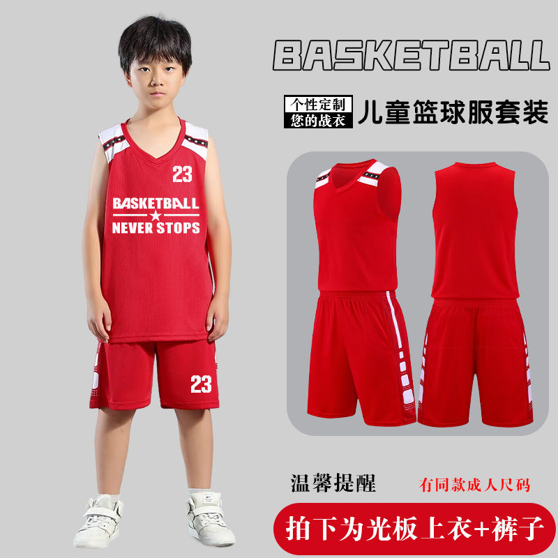 Children's Basketball Uniform Set Men's Basketball Team Uniform Jersey Basketball Training Camp School Sports Meeting Children's Basketball Team Uniform Number Printing