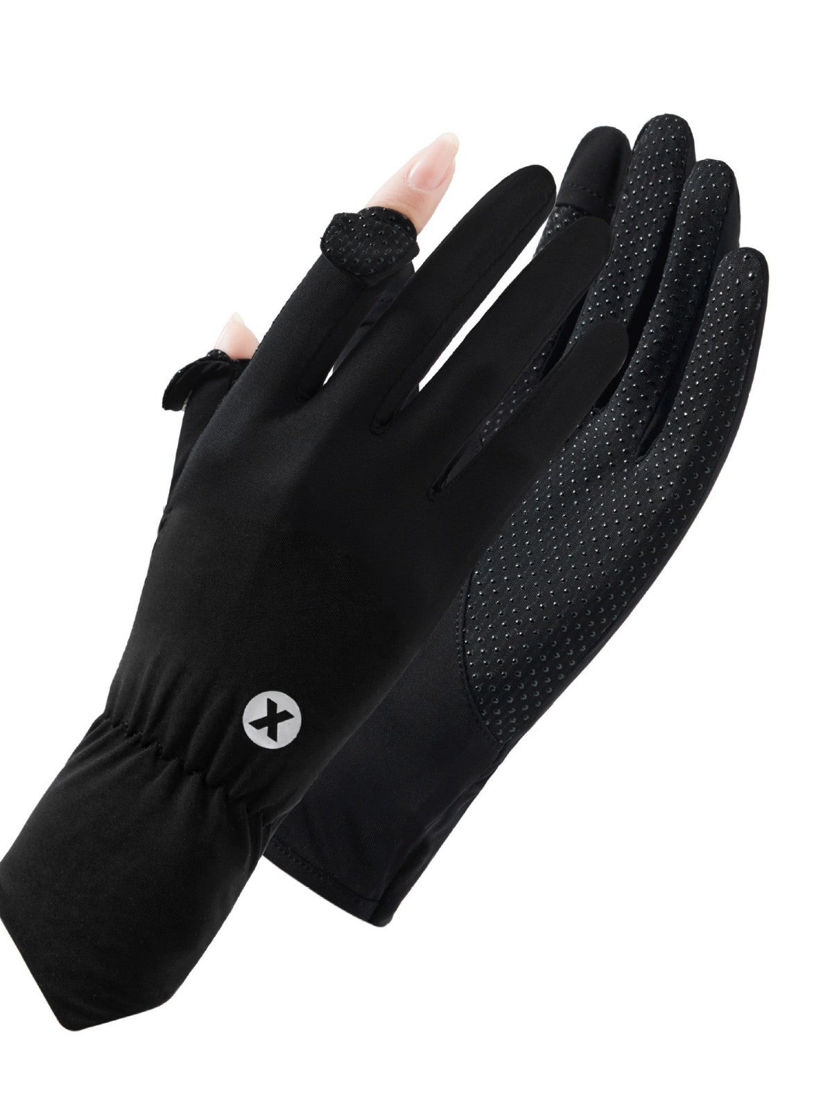 Ice silk sunscreen gloves spring and summer women's anti-ultraviolet non-slip breathable cool feeling long outdoor sunscreen gloves