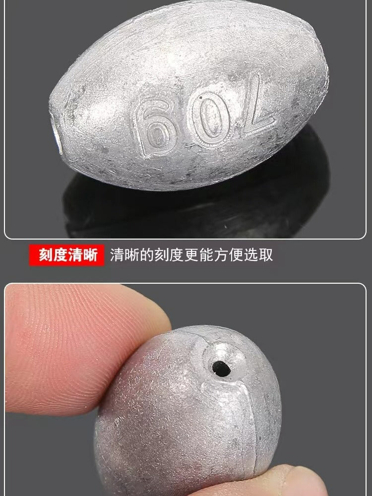Olive Lead Pendant Through-core Fishing Pendant Does Not Damage the Line Scale Hollow Lead Pendant Freshwater Sea Fishing Concave Nest Biting Lead Manufacturer Wholesale