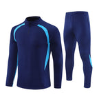 Half-Zip Pullover Football Training Suit Set Light Plate Long-Sleeved Autumn and Winter Appearance Suit Knitted Sportswear Customization
