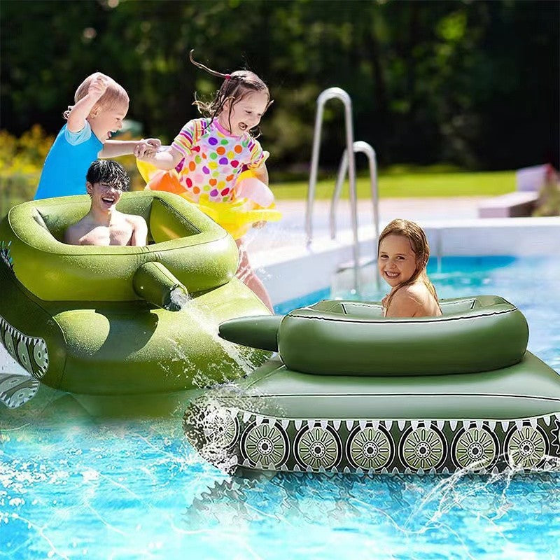 Factory Direct Sales Inflatable Water Spray Tank Water Battle Toy Tank Pool Party Water Spray Car Swimming Ring