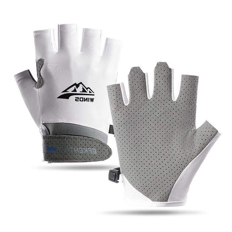 Fitness Gloves Women's Ice Silk Thin Spring and Summer Non-Slip Wear-Resistant Men's Half-Finger Cycling Anti-Callus Equipment Sports Gloves