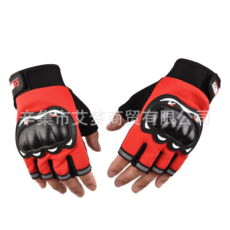 Summer Half-finger Motorcycle Gloves Riding Half-finger Breathable Motorcycle Racing Wear-resistant Non-slip Anti-fall-resistant Motorcycle Gloves for Men