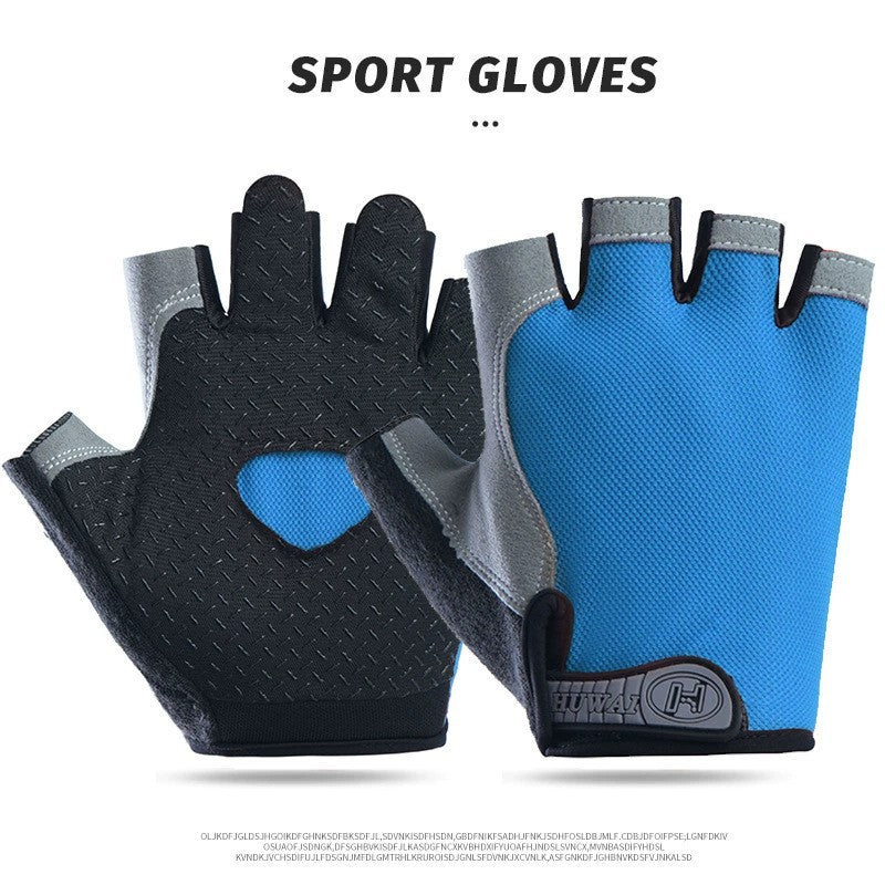 Cycling Gloves Fitness Half-Finger Spring and Summer Men's and Women's Mountain Bike Short-Finger Non-Slip Shock-Absorbing Breathable Quick-Drying